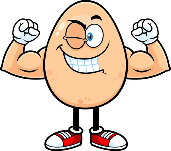 Strong Cartoon Egg Character Vector Illustration — Stock Vector