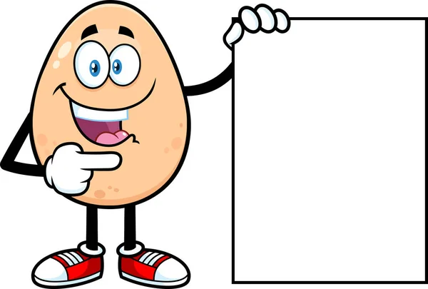Funny Cartoon Egg Character Blank Paper Vector Illustration — Wektor stockowy