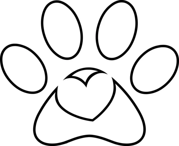 Heart Symbol Dog Paw Vector Illustration Isolated White Background — Stock Vector