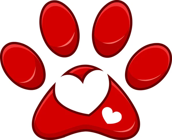 Heart Symbol Dog Paw Vector Illustration Isolated White Background — Wektor stockowy