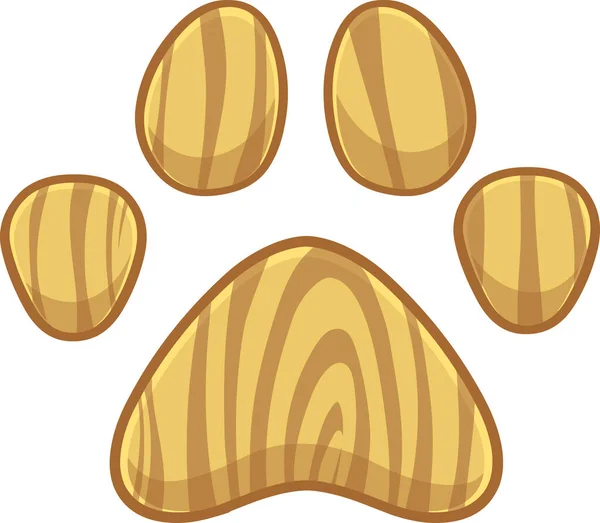 Wooden Dog Paw Vector Illustration Isolated White Background — Stock Vector