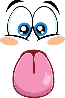 Çizgi film suratının dil çıkarılmış vektör çizimi