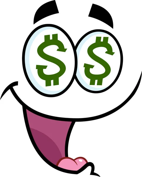 ドルを目にした漫画の顔のベクトル図 — ストックベクタ