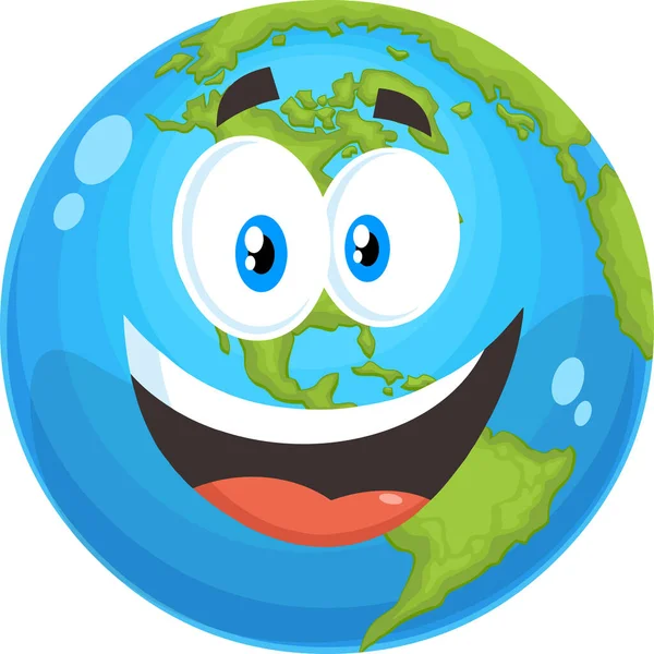 Freudige Planeten Erde Cartoon Charakter Vektor Illustration — Stockvektor