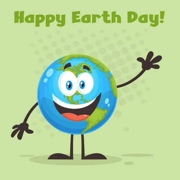 Lächelnd Planet Erde Cartoon Charakter Happy Earth Day Konzept — Stockvektor