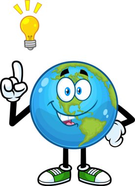 Gezegen Dünya çizgi film karakteri, fikir vektör çizimi