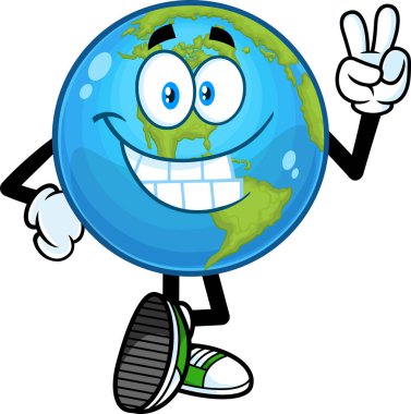 Mutlu Gezegen Dünya çizgi film karakter vektör çizimi