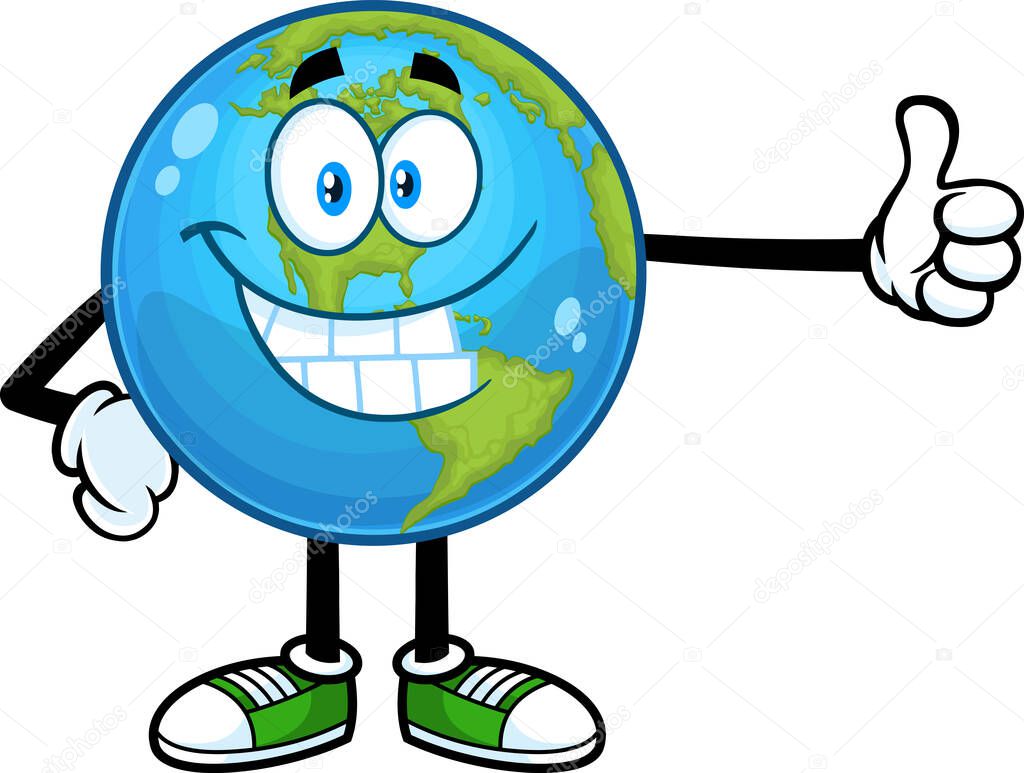 happy planet earth cartoon character vector illustration