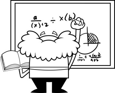 Çizgili tahta vektör illüstrasyonuna eski profesör çizgi film karakteri