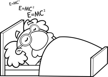 Yaşlı profesör yatak vektörü çiziminde uyuyor.