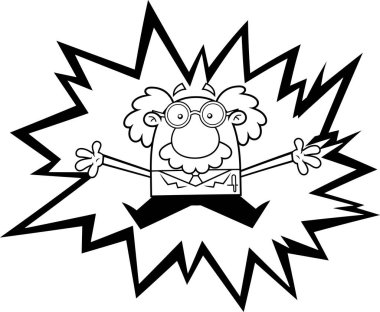 Çizgi film profesörünün vektör çizimi yıldırım tarafından ısırıldı 