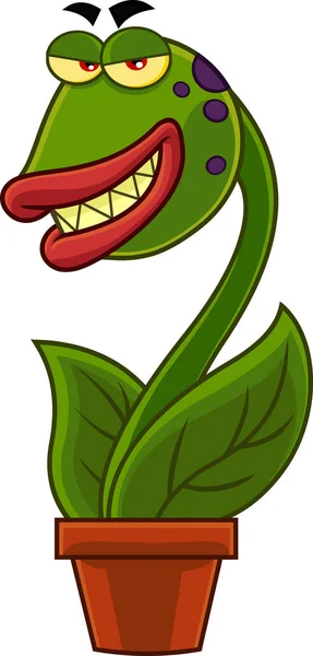 Smiling Evil Cartoon Character Plant Vector Illustration — Stock Vector