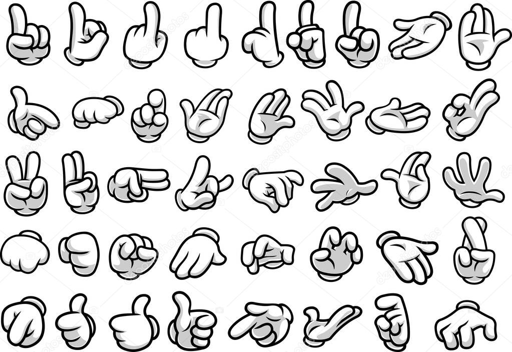 various finger gestures vector illustration