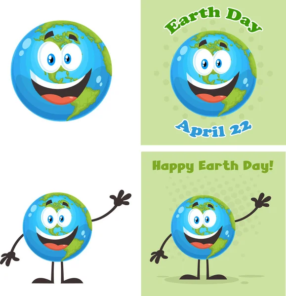Vektor Illustration Von Cartoon Set Des Planeten Erde — Stockvektor