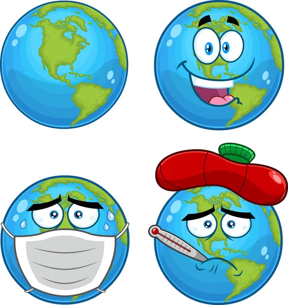 Vektorová Ilustrace Kreslené Sady Planety Země — Stockový vektor
