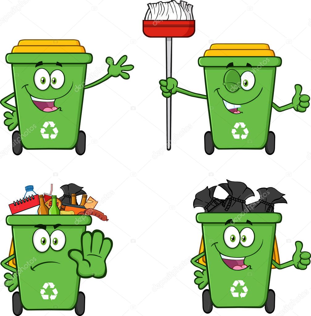 Vector Ilustración Dibujos Animados Conjunto Botes Basura Vector de stock  por ©HitToon 471092560, image size:1008x1024