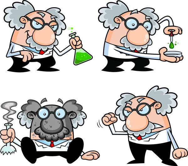 Vector Illustratie Van Cartoon Set Van Professor — Stockvector