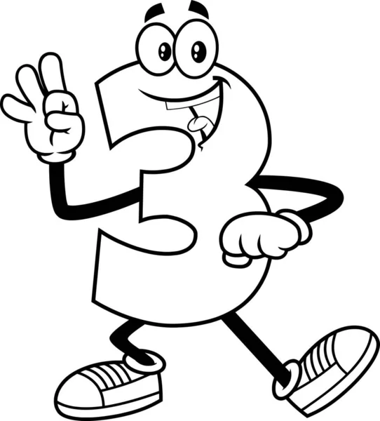 Número Três Cartoon Character Web Icon Ilustração Vetorial Simples — Vetor de Stock