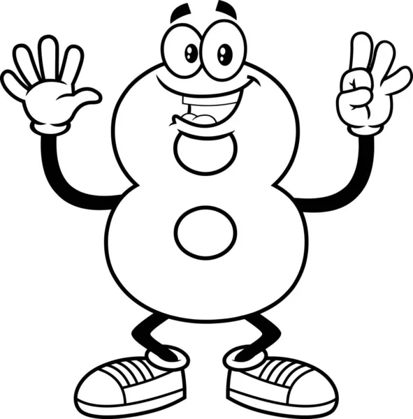 Numero Otto Cartoon Character Web Icon Semplice Illustrazione Vettoriale — Vettoriale Stock