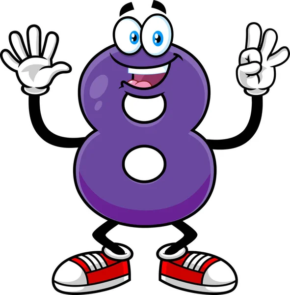 Numero Otto Cartoon Character Web Icon Semplice Illustrazione Vettoriale — Vettoriale Stock