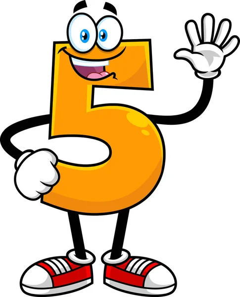 Numero Cinque Cartoon Character Icona Web Semplice Illustrazione Vettoriale — Vettoriale Stock