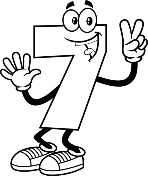 Número Sete Desenhos Animados Ícone Web Personagem Ilustração Vetorial Simples —  Vetores de Stock