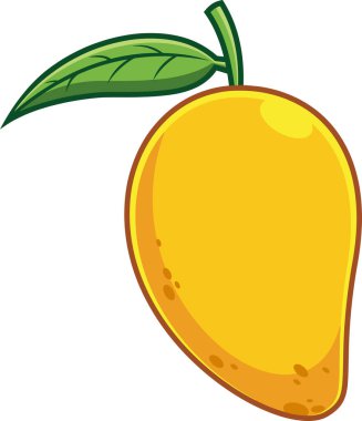 Yapraklı taze mango meyvesi çizgi filmi. Raster Hand Çizim Resimleri Şeffaf Arkaplanda İzole Edildi