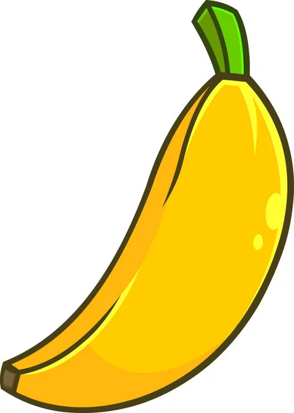 Мультфильм Желтый Банан Raster Hand Drawn Illustration Изолированная Прозрачном Фоне — стоковый вектор