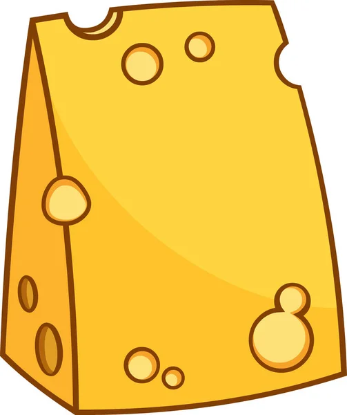 Cartoon Wedge Yellow Cheese Rastrové Ručně Kreslené Ilustrace Izolované Průhledném — Stockový vektor