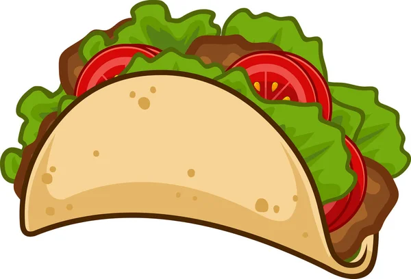 Cartoon Tacos Mit Fleisch Und Gemüse Raster Hand Gezeichnete Illustration — Stockvektor