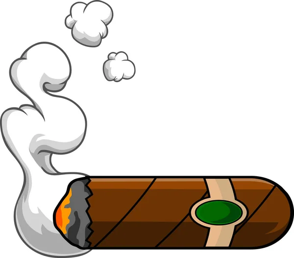 Cigarrillo Dibujos Animados Con Humo Ilustración Dibujada Mano Vectorial Aislada — Vector de stock