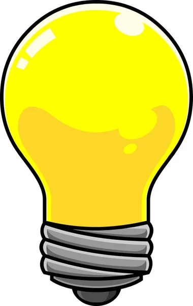 Cartoon Yellow Light Bulb Vector Hand Drawn Illustration Isolated Transparent — Stock Vector