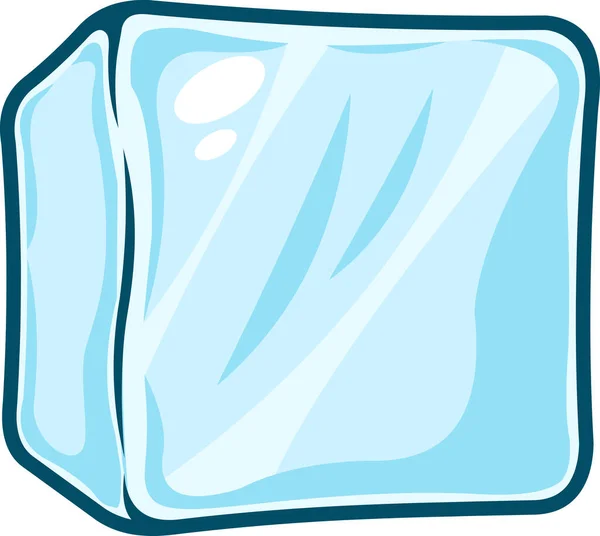 Cartoon Ice Cube Vector Hand Drawn Illustration Isolated Transparent Background — Stok Vektör
