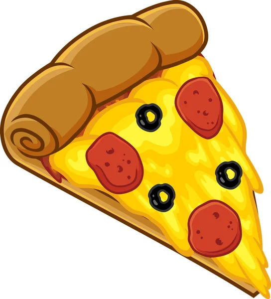 Cartoon Slice Pepperoni Pizza Vector Hand Drawn Illustration Isolated Transparent — Stok Vektör