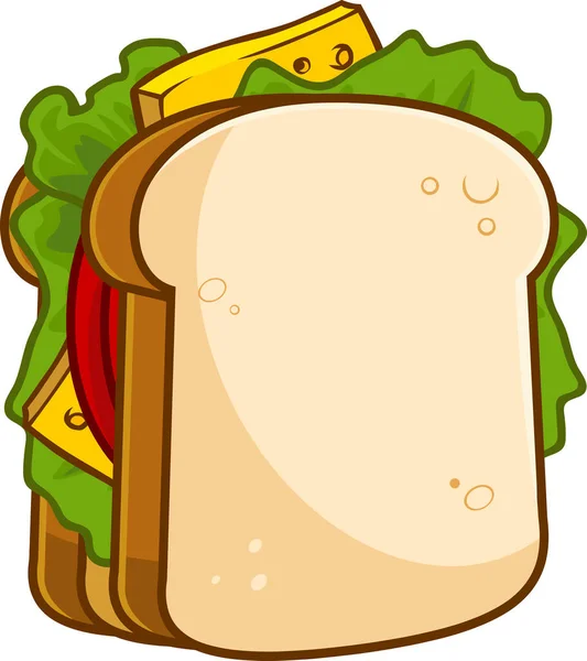 Cartoon Gemüse Sandwich Vector Hand Gezeichnete Illustration Isoliert Auf Transparentem — Stockvektor