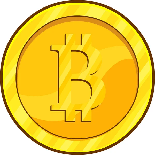 Kreskówka Złota Moneta Bitcoin Znak Wektor Ręcznie Rysowane Ilustracji Izolowane — Wektor stockowy