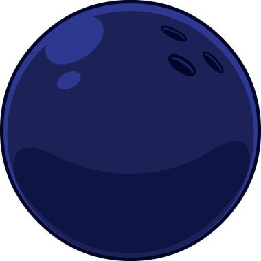 Cartoon Dark Blue Bowling Ball. Vector Hand Drawn Illustration Isolated On Transparent Background