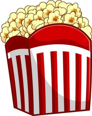 Cartoon Popcorn Box. Vector Hand Drawn Illustration Isolated On Transparent Background