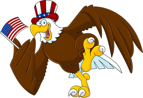 Amerikan Kartalının Amerikan Bayrağıyla Karikatür Çizimi — Stok Vektör
