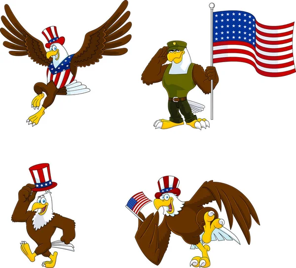 Set Vector Illustration Eagle Bear Flag — Stock Vector