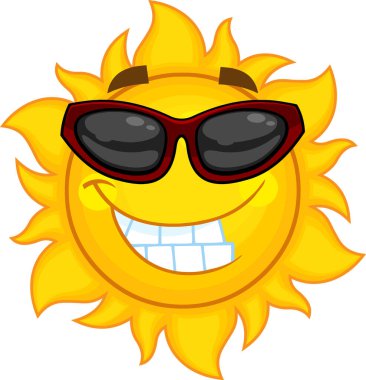 Güneş Gözlüklü Gülen Güneş Çizgi Filmi Karakteri. Raster Hand Çizim Resimleri Şeffaf Arkaplanda İzole Edildi