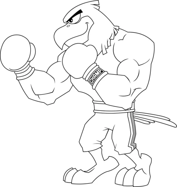 Personaje Dibujado Historieta Del Águila Del Boxeador Guantes Boxeo Pie — Archivo Imágenes Vectoriales