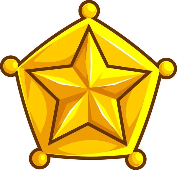 Cartoon Old Western Sheriff Shield Con Gold Star Illustrazione Disegnata — Vettoriale Stock