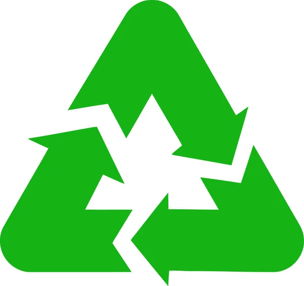 Cartoon Green Recycle Pictogram Symbool Raster Hand Getekend Illustratie Geïsoleerd — Stockvector