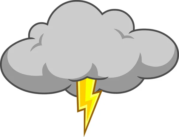 Cartoon Donkere Wolk Met Bliksem Vector Met Hand Getekend Illustratie — Stockvector