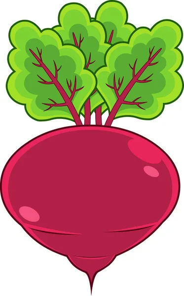 Cartoon Fresh Red Beet Leaf Raster Hand Drawn Illustration Изолированная — стоковый вектор