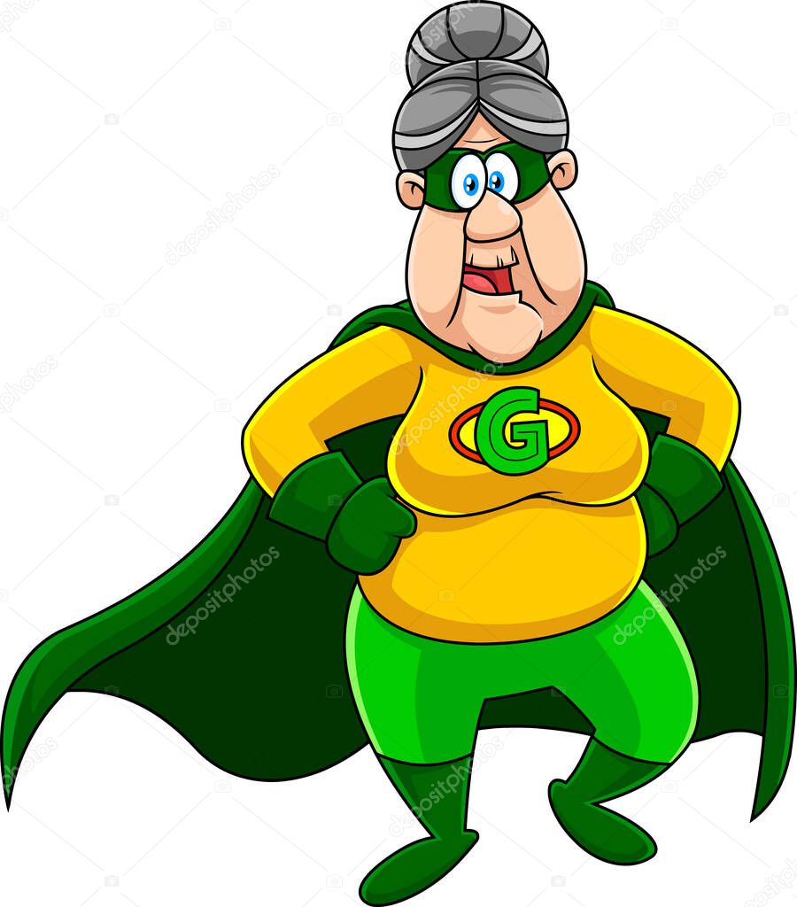 granny super hero vector illustration