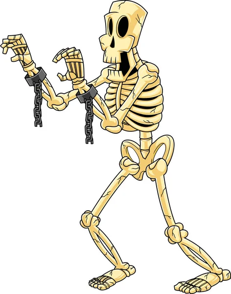 Мультяшная Иллюстрация Скелета Мечом — стоковый вектор