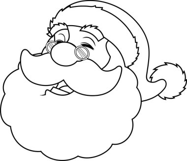 Klasik Noel Baba Yüzlü Çizgi Film Karakteri Vektör El Çizimi Şeffaf Arkaplanda İzole Edildi