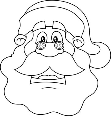 Klasik Noel Baba Yüzlü Çizgi Film Karakteri Vektör El Çizimi Şeffaf Arkaplanda İzole Edildi